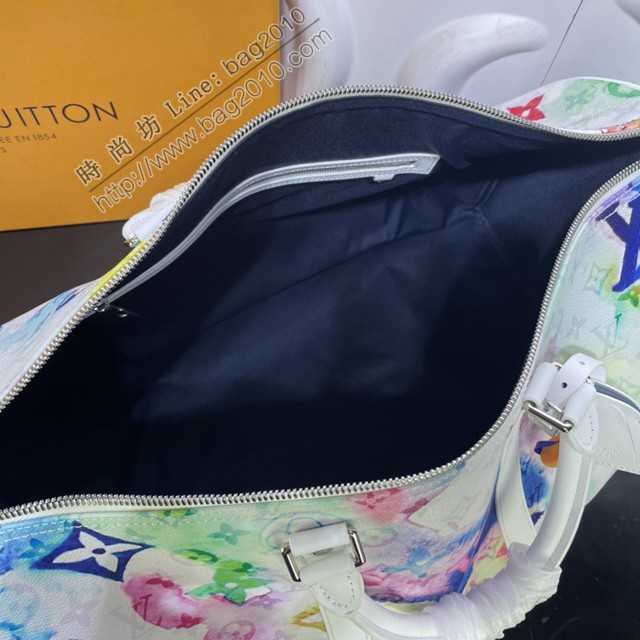 路易威登2022专柜新款手袋 M45758 路易威登Keepall50BANDOULIèRE软质旅行袋 LV水彩于涂层帆布手提旅行包  ydh4637